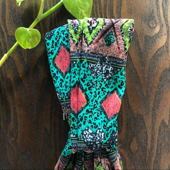 stretch twisted Headbands (3 set ) green, brown and bohemian printed lycra - Picture 3 of 3